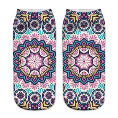 China 2021 Viable Large Adult Size Colored Beautiful Mandala Unisex Color Pattern Ankle Socks OEM ODM for sale