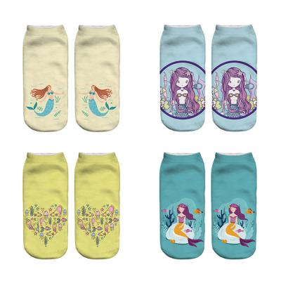 China 2021 Viable NBest Large Size Selling Fairy Mermaid Ocean Theme Cotton Stocking Cut Ankle Mermaid Socks For Women for sale