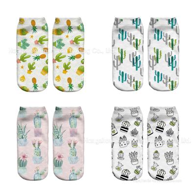 China 2021 Large Adult Size Women Cactus Pattern Casual Socks Cotton Print Socks Succulent Cactus Socks OEM ODM for sale