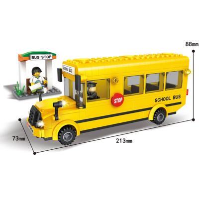 China Hot Sale Supermarket Plastic School Bus Educational Building Toy HSANHE Building Blocks for sale