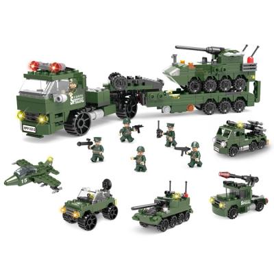 China Hot Sale Intelligence Handmade Construction Toy Military Vehicle Set Plastic Building Blocks For Christmas for sale