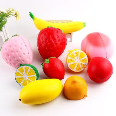 China New Hot Selling Trending PU Children Stress Ball Fruit Sets Amazon Slow Rising Toy for sale