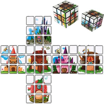 China Hot Custom Cartoon Toy Promotion Photo OEM 3x3 Puzzle Toy Advertising Stickerless Magic Cube With Logo for sale