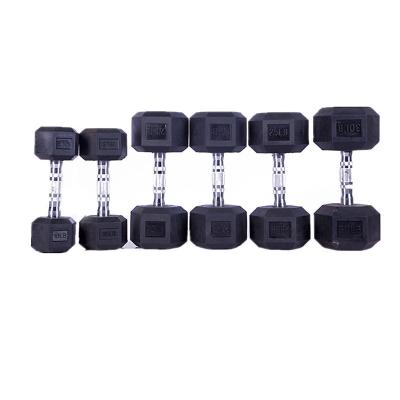 China Adjustable Weightlifting Equipment Gym Fitness Hammer Strength Hex Rubber Coated Dumbbell for sale