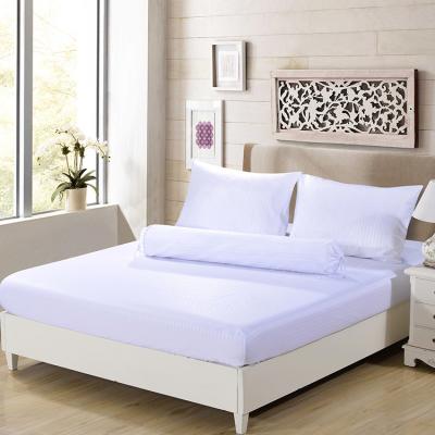 China Bed simple style color memory kit stripe pattern white embossed comfortable sanding pure cotton bedding for sale