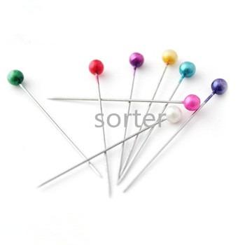 China Steel Alloy Straight Pins With Colored Bead Heads, Sewing Pin For Crafts Making for sale