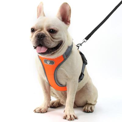 China 2021 Hot Selling Custom Soft Stocked Mesh Nylon With Reflective Leash, Pet Chest Strap With Dog Leash for sale