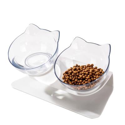 China Hot Viable Non-slip Pet Dish Bowl Transparent Tilt Shape Pet Feeder Pet Food Dish Transparent Water Bowl For Dogs for sale