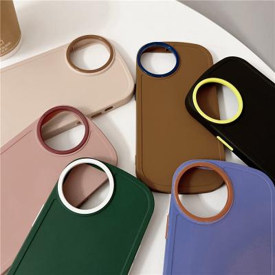 China Simple Anti-fall Style Matte Cases Circle Camera Hole Silicone Anti-drop Phone Case For iPhone 13 pro Max Multi Colors for sale