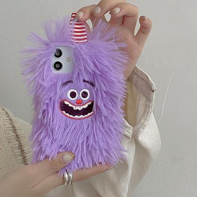 China Anti-fall for iphone13 purple plush small monster phone case for sale