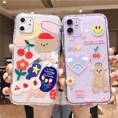 China Cute Transparent Tpu Poly Cardboard Mobile Phone Case Soft Shockproof Phone Cover For Iphone 11 pro for sale