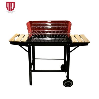 China Outdoor Quadruped Stocked BBQ Garden Fire Pit Oven With Red Lid Fire Pit Rolling Wheels Fire Stove for sale