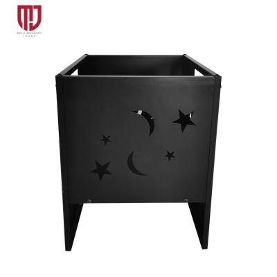 China Stored Cavity Shape With Stars And Moon Fire Pit Black Rectangle Fire Stove BBQ Portable Grate for sale