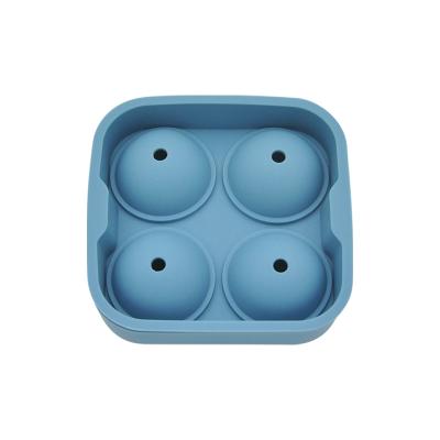 China Sustainable Portable Round Blue Square Tray Kitchenware Silicone Ice Cube Four Silicone Ice Cube Trays for sale