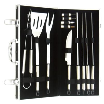 China Easily Cleaned 12PCS BBQ Tool Kit Heavy Duty Outdoor BBQ Tool Stainless Steel Case Aluminum BBQ Tool Kit for sale