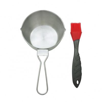 China Easily Cleaned 600ml Silicone Brush With Stainless Steel BBQ Oil Bowl for sale