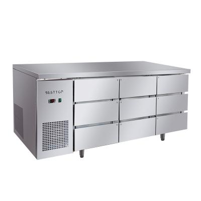 China New Single-temperature Style Deep Freezing Drawer Under Counter Fridge Stainless Steel Workbench Fridge for sale