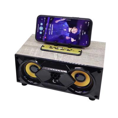 China No Wireless Outdoor Portable Retro Karaoke Speaker Subwoofer Wooden Stereo Amplifier Speaker With Microphone Function for sale