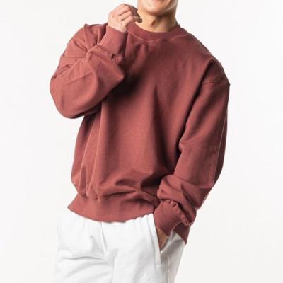 China Anti-Wrinkle Men's Solid Color 280g Terry Towel Off Shoulder Big Round Neck Loose Pullover Hoodie for sale