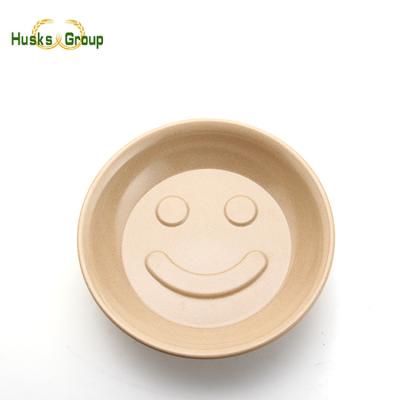 China New Design Sustainable Fiber Rice Husk Smiley Dinner Plate for sale