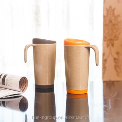 China Sustainable Easy To Go Rice Husk Fiber Coffee Mug With Silicone Lid for sale