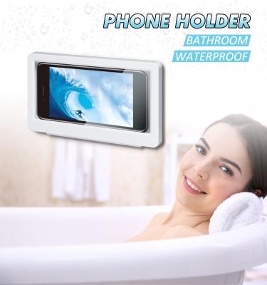 China Adjustable Bathroom Phone Holders, Shell Shower Sealing Storage Box Waterproof Home Wall Phone Anti Fog Mobile Phone Holder for sale