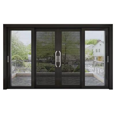 China Customizable High Quality Double Large Glass Aluminum Sliding Door Windproof Tempered Glass Sliding Door Pocket Door Patio for sale