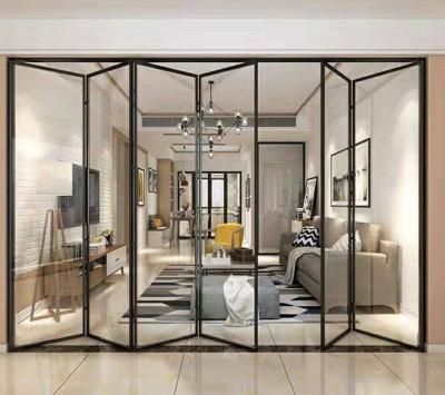 China Aluminum Folding Screen Doors Cost-Effective Interior Bi-Folding Bi Fold Door High Fold Frameless Doors for sale