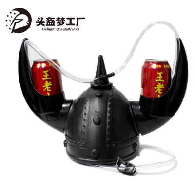 China Amusement Toy Novelty Beer Drink Hat Viking Drinking Helmet Disassembly Party Creative Plastic With Horns for sale