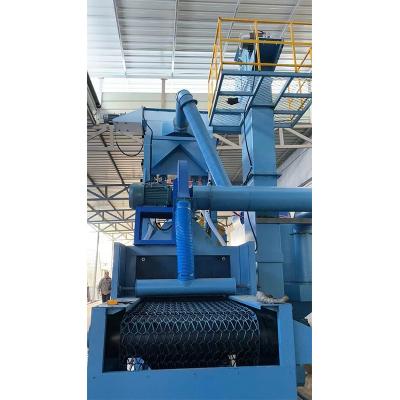 China Aluminum Parts Tumble Belt Shot Blasting Machine Single Roller Conveyor Shot Blasting Machine Hanger Shot Blasting Machine for sale