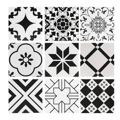 China Rustic Tiles 300x300mm Concise White And Black Non-slip Art Flower Tile Kitchen Bathroom Ceramic Floor Tiles for sale