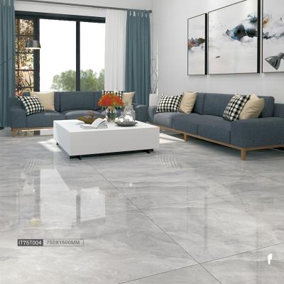 China Glazed Metallic Tiles Marble Foshan Factory Design Large Size 750x1500mm Light Gray Color Floor Tiles for sale