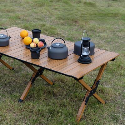 China Portable Outdoor Rise Moving Wood Table Camping Grain Omelet Table Folding Picnic Table/Aluminum Alloy for sale