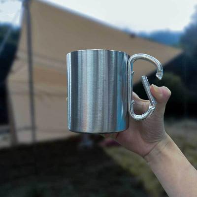 China Outdoor portable camping picnic drinking cup coffee mug /stainless double layer outdoor rise travel steel camping tea mug for sale