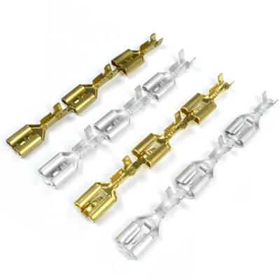 China Wire Connecting 110 187 205 250 Tab Male /Female PCB Brass Connectors Hooks Uninsulated Crimp Coil Coil Flag Spade Type Terminals for sale