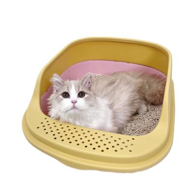 China Box and Cat Litter Toilet Semi-open Open Lid Plastic Cat Toliet Cat Litter Colorful Cat Litter for sale