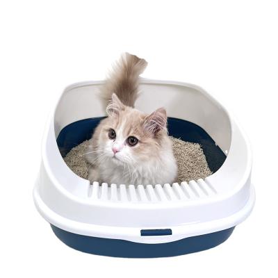 China Fashionalbe Cat Litter Colorful Plastic Open Top Cat Litter Box and Cat Litter Toilet Semi-Open for sale