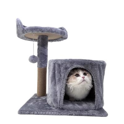 China DIY Cat Furniture Small Viable Dark Gray High Quality Cat Trees Tower With Sisal Post Pet Scratcher House Tower Housing for sale