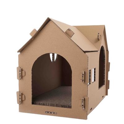 China Sustainable Easy DIY Gingerbread House Form Customized Printing Scratch House For Cat Made Of Corrugated Cardboard for sale