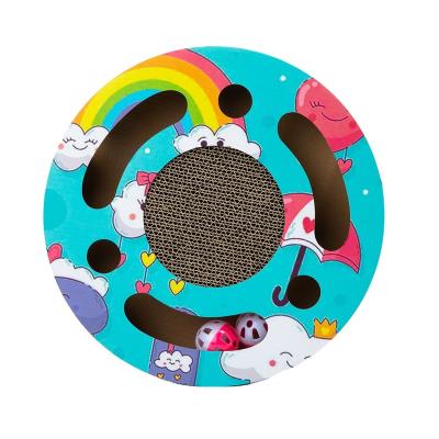 China Round Shape Sustainable Recyclable Pet Toys Cat Scratcher Pads Cat Scratching Toy With Ball Toy for sale