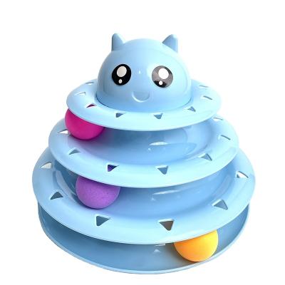 China Cat Toy Roller 3-Level Viable Cat Toy Balls Turntable With 3 Balls Colorful Interactive Fun Cats Mental Exercise Puzzle Toys for sale