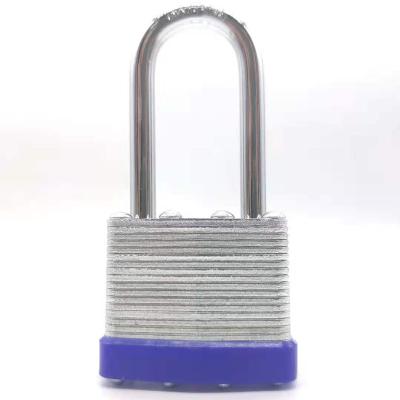 China Security Durable Tempered Steel Padlock Free Sample Long Snag Reinforced Protective Lock Laminated Steel Padlock for sale