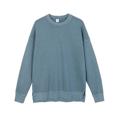 China 2021 Fashion Blank Sweatshirt Crewneck Pullover Anti-pilling Solid Color Washed Round Neck Sweater for sale