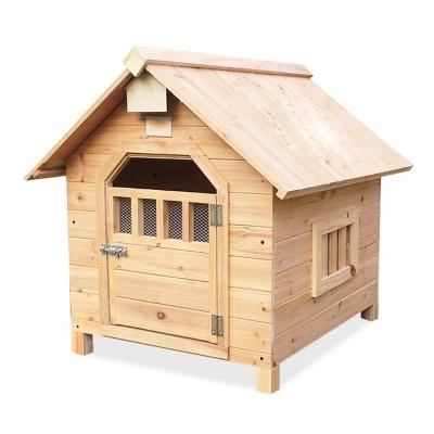 China Modern Design Cedar Cat Kennel Dog Kennel Solid Wood Indoor And Outdoor Rainproof Solid Wood House for sale