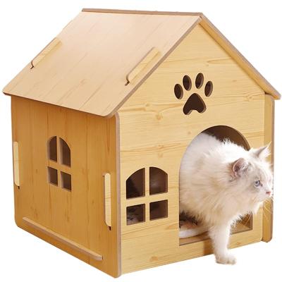 China Indoor Windproof Cat House For Cats Sturdy Luxury Big Space Small Doghouse With Windows And Big Door for sale