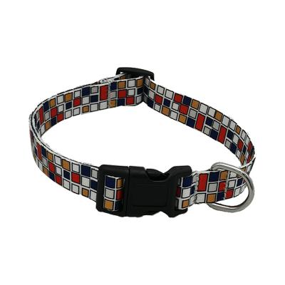 China Sustainable Wholesale Custom Digital Printing Polyester Luxury Adjustable Dog Collar With Plastic Buckle for sale