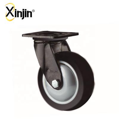 China 6 Inch Black Color Swivel PU Flat Caster Freewheel With Plastic Dust Cover for sale