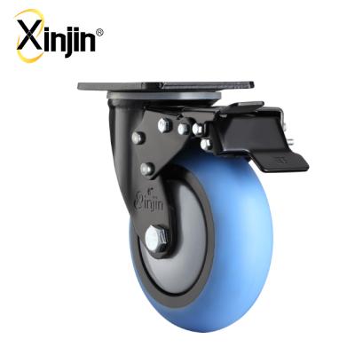 China Double Brake 5 Inch Flat Surface TPR Heavy Duty Round Swivel Double Caster Wheel for sale