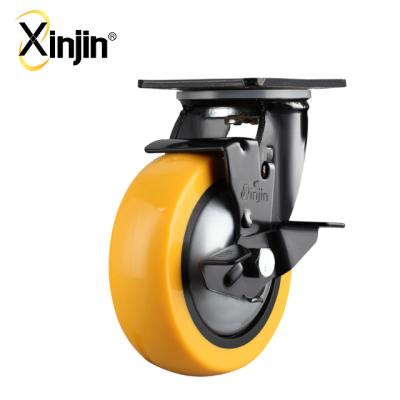 China 5 Inch Side Caster Plate Free Brake Polyurethane Heavy Duty Wheel for sale