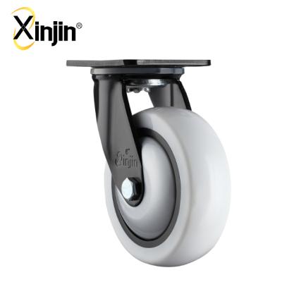 China Swivel Type 4 Inch Flat Free Heavy Duty White Color Plate Caster Wheel PP for sale